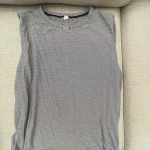 Women’s black and white striped Lululemon muscle tank